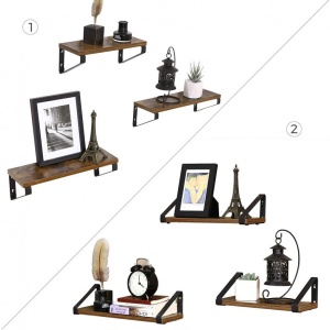 Set 3 Rafturi/Polițe de Perete Rustic Maro Jayla – Lemn Decorativ 30 cm | 35 cm | 40 cm pentru Living, Bucătărie & Dormitor - Img 8