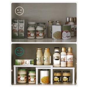 Set 4 organizatoare modulare pentru bucătărie, extensibile și suprapozabile, Metal, Alb, 32 × 22,9 × 15,4 cm - Img 4