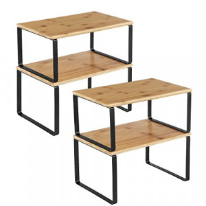 Set 4 Rafturi organizatoare pentru Bucatarie Model Tristen, Natural/Negru, 30x20x15 cm - Img 2