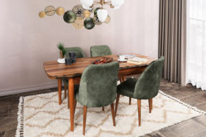 Set 4 scaune Model Dallas, Verde/Nuc, 50x49x90 cm - Img 2