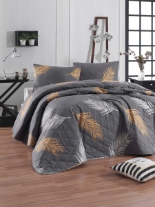 Set Cuvertura de pat 1 Persoana Model Olivia Gold, Grey