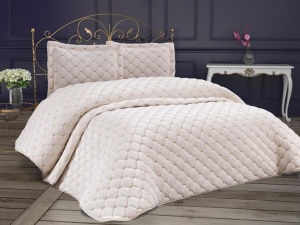 Set Cuvertura Pat Dublu Model Lima Cream