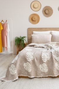 Set Cuvertura Pique Model Forest Beige