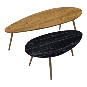 Set de 2 măsuțe de cafea Monty, natural/negru marmorat, 116x46x46 cm - Img 2