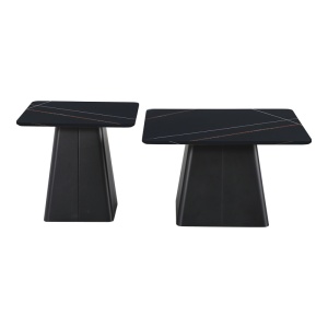 Set de 2 măsuțe de cafea Square, negru marmorat, 80x80x40 cm și 60x60x50 cm - Img 3