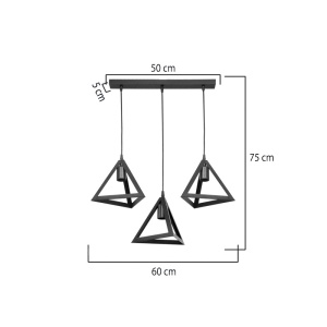 Set de 3 lustre Lich, negru, 60x24x75 cm - Img 4