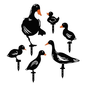 Set de accesorii metalice decorative pentru gradina Ducks Negru 20x15 cm - Img 2