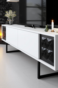 Set de mobilier pentru living Black, Alb- Negru - Img 7