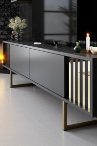 Set de mobilier pentru living Gold, Antracit- Auriu - Img 6