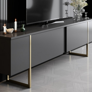 Set de mobilier pentru living Luxe, Antracit- Auriu - Img 6
