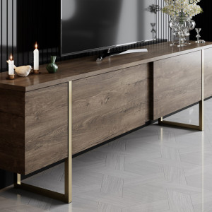Set de mobilier pentru living Luxe, Nuc- Auriu - Img 6