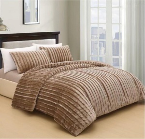 Set de pat Cocolino Veloura V7, 4 piese, pilotă de iarnă cu textură striată 3D, cearșaf cu elastic 180 × 200 cm