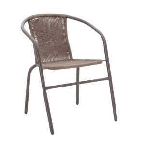 Set masa de gradina si scaune, Model Obbi-Watson, culoare maro, metal si poliratan, 60x60x70 cm - Img 6