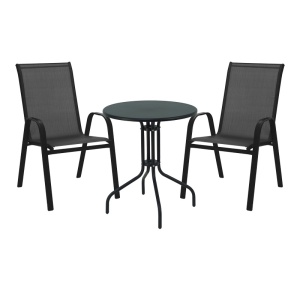 Set masă și scaune de exterior, 3 Piese, Model , Negru