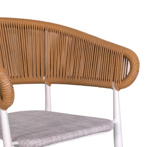 Set Masa si Scaune de Exterior, 7 Piese, Model Kliton-Raven, Alb, 150x80x74 cm - Img 3