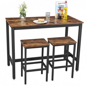 Set Masa si scaune Model Shane, 120x60x90 cm, Maro Rustic/Negru - Img 2