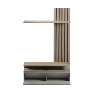Set mobilă living Perlento, stejar sonoma/bej, 140x41x219.5 cm - Img 2