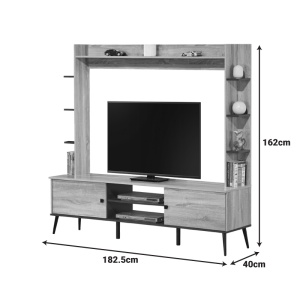 Set mobilă TV Zezan, stejar sonoma/gri închis, 182.5x40x162 cm - Img 5