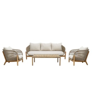 Set mobilier de grădină Verilan, 4 piese, natural/bej