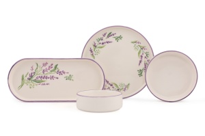 Set vesela mic dejun, 14 bucati Lavanta Alb 19x19x3.5 cm - Img 4