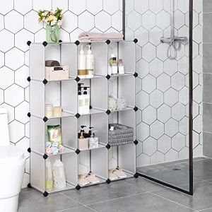 Sistem de depozitare modular, 12 cuburi Model Brianna, Alb, 93x31x123 cm - Img 3