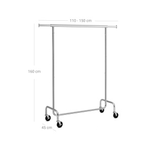 Suport pentru haine cu roti, Songmics, 130 kg, HSR11S, Silver - Img 5