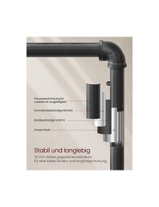 Suport pentru haine cu roti, Vasagle, 90 kg, HSR65BXV1, Maro Rustic - Img 3