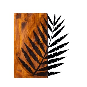 Tablou din lemn si metal Leaf Nuc 50x58 cm - Img 2