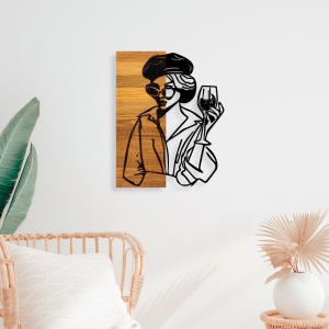 Tablou din lemn si metal Woman Negru 39x3x50 cm - Img 2