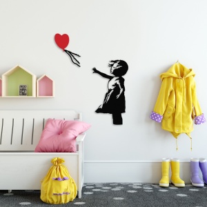 Tablou metalic Banksy Negru 105x85 cm - Img 1