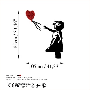 Tablou metalic Banksy Rosu 105x85 cm - Img 7