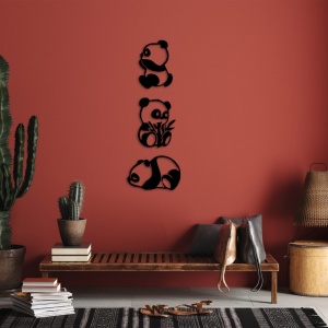 Tablou metalic Pandas Negru 18x26 cm - Img 3