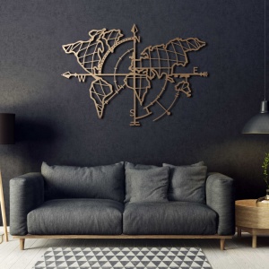 Tablou metalic World Auriu 65x95 cm - Img 7