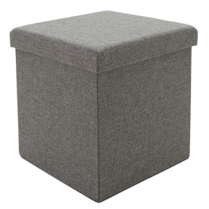 Taburet hol cufar cu spatiu de depozitare Crystal material textil gri 38x38x38cm