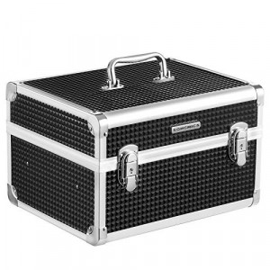Trusa de machiaj, Songmics, Negru, 30x24x19 cm - Img 2