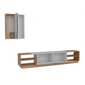 Ansamblu Comoda TV Zebra Alb-Teak - Img 7