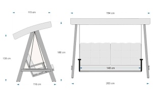Balansoar dublu Pera 2000 Antracit 200x110x180 cm - Img 15
