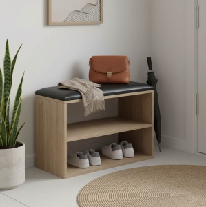 Bancă cu suport pantofi Kiana, natural, 60x32x44 cm