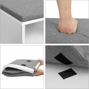 Banca cu suport pantofi Model Heaven, Alb / Gri, 104x30.5x48 cm - Img 6