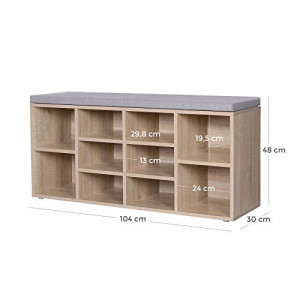 Banca cu suport pantofi Model Kace, Natural / Gri, 104x30x48 cm - Img 3