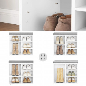 Banca cu suport pantofi Model Ryleigh, Alb, 104x30x48 cm - Img 7