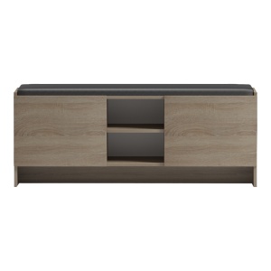 Bancă cu suport pantofi Zulla, stejar sonoma/negru, 110x37x43 cm - Img 4