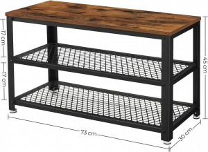 Bancheta cu suport pantofi Model Adan, Maro rustic, 73x30x45 cm - Img 7