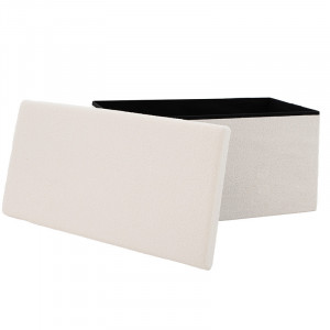 Bancuta hol cufar cu spatiu de depozitare Forward material textil boucle ivory 76.5x38x37.5cm - Img 3