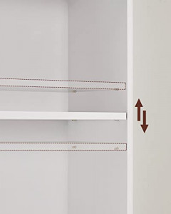 Bibliotecă înaltă cu 6 compartimente și 4 polițe reglabile, Alb, 40 × 24 × 178,5 cm - Img 7
