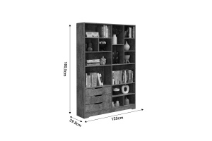 Biblioteca Lucinda Pakoworld Gri-Stejar 120x29,8x180,5 cm - Img 3