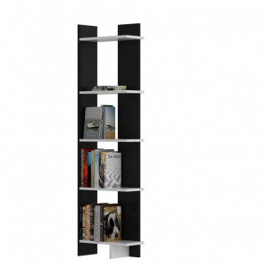 Biblioteca Model Als, Negru/Alb, 45x22x170 cm - Img 2