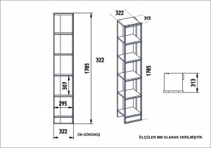 Biblioteca Model Polka, Auriu/Alb, 32,2x31,3x178,5 cm - Img 4