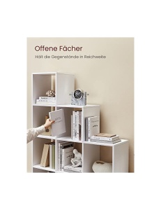 Bibliotecă tip scară cu 10 compartimente, Alb, 129,5 × 29 × 129,5 cm - Img 4