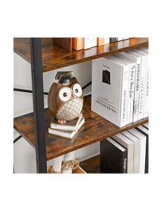 Biblioteca Vasagle, Model Dior, 66x30x186 cm, Maro Rustic/Negru - Img 4